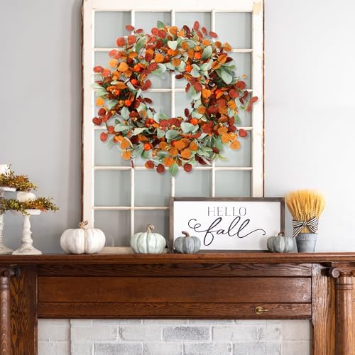 Sggvecsy 21 Inch Artificial Autumn Wreath