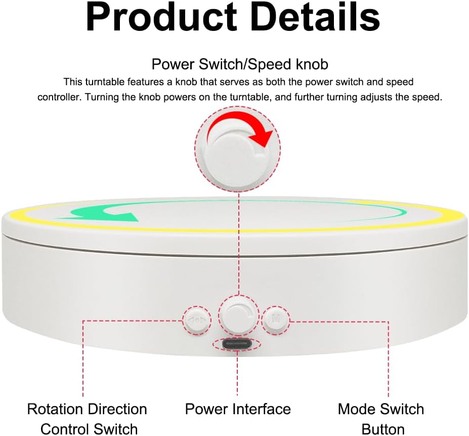 ComXim Rotating Display Stand with Type-C Cable 59 Inch White