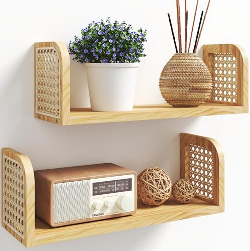 Rattan Shelf Set of 2 for Kids Room and Living Room