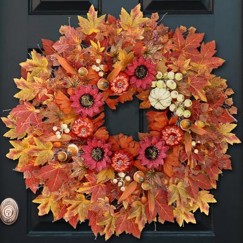 28 Inch Large Fall Wreath for Front Door Porch Window 1