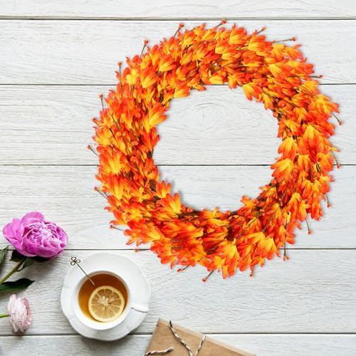 20 Inch Artificial Forsythia Wreath with Berries
