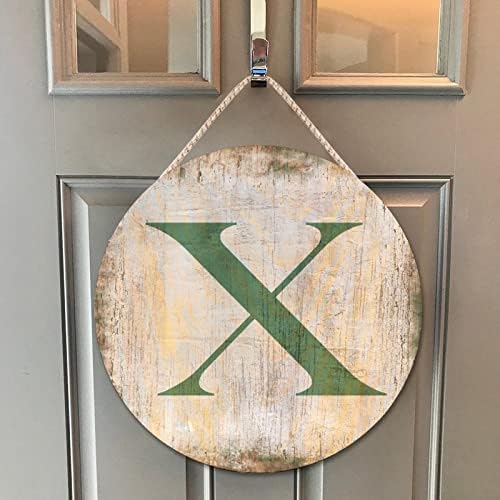 Farmhouse Door Hanger Vintage Distressed Wood with X Letter Sign 10x10in