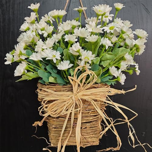 Artificial Spring Door Wreath with Rattan Frame