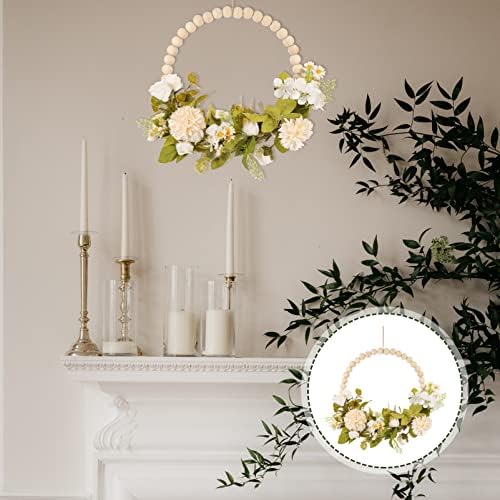 BESPORTBLE Vintage Wooden Bead Flower Wreath