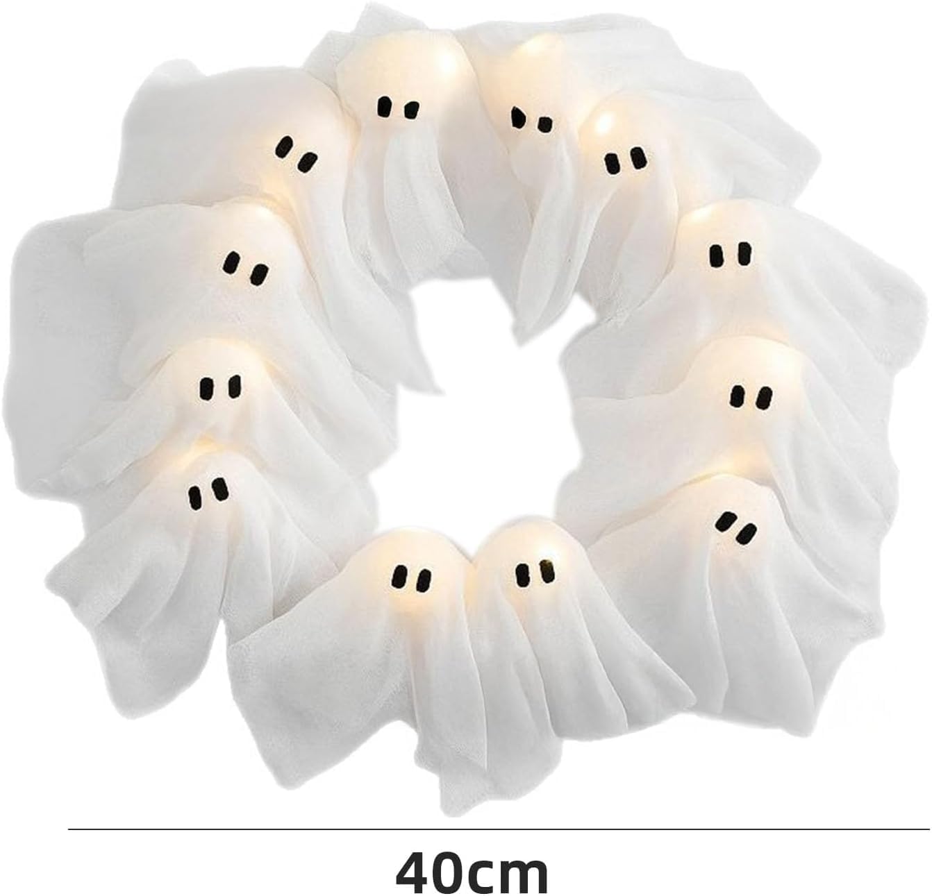 GiGAWOOD Halloween Ghost Wreath LED Light-Up Garland