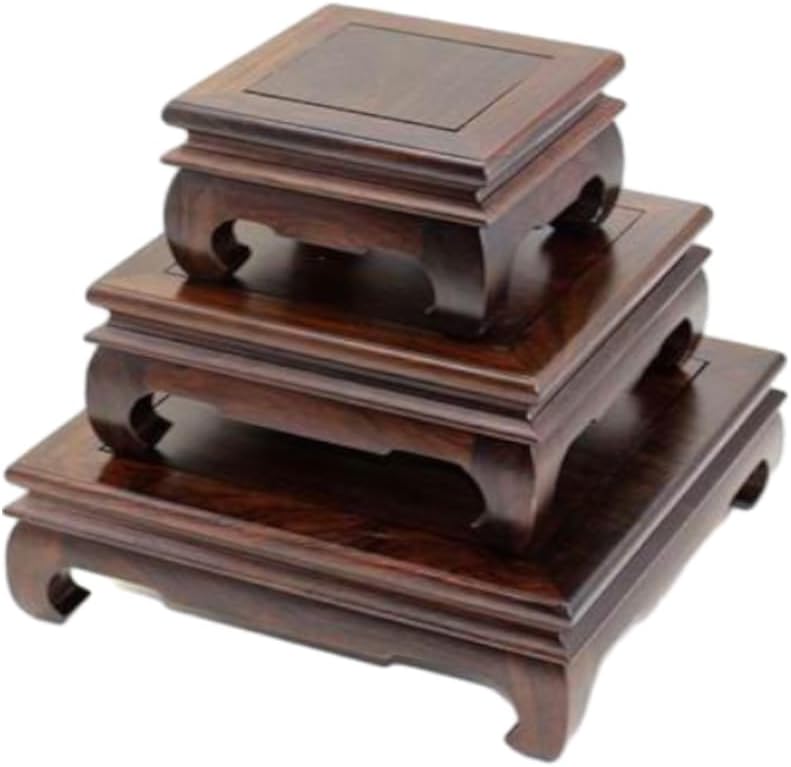 GOLDYWENDY Vintage Square Rosewood Base Tall Display Vase