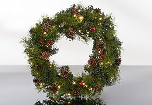 Sharper Image 30-inch Cordless Pre-Lit Wreath