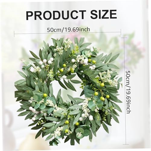 Spring Wreath with Green Leaves Front Door Decor