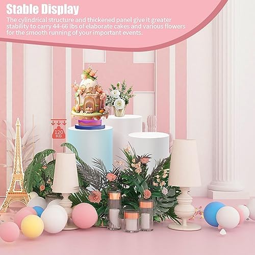 3 Pcs Round Cylinder Pedestal Stands for Party Decoration