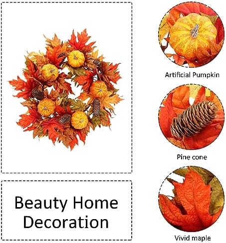 20 Inch Fall Wreath for Front Door and Entryway