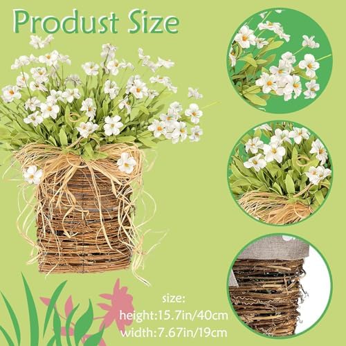 Cream Hydrangea Door Wreath Basket for Front Door