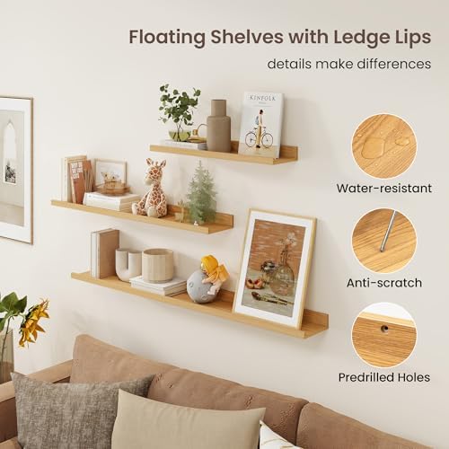 Axeman Floating Shelves Set of 3 - Rustic Wall Ledge Shelves 16 Inch