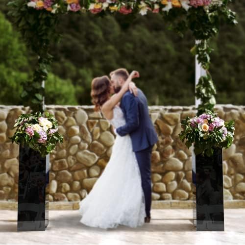 Tall Display Cube 12x12x40 Glossy Black Acrylic Pedestal