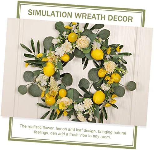 PRETYZOOM Realistic Lemon Flower Wreath for Front Door