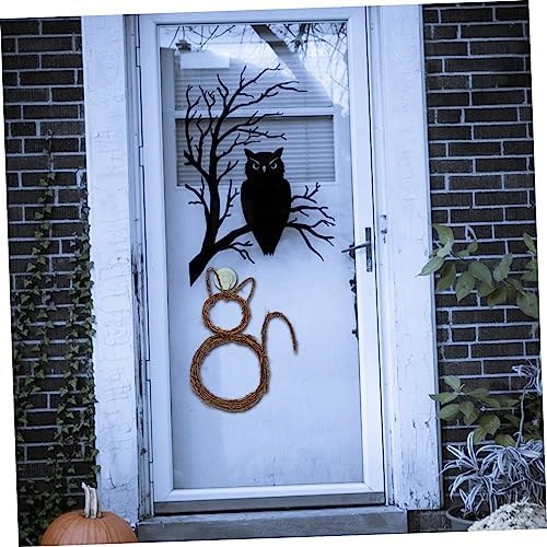 Cabilock Cat Shape Wreath Halloween Decor Front Door Wall Hanging Ornament