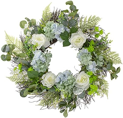 Northlight Spring Wreath White Blue 24 Inch
