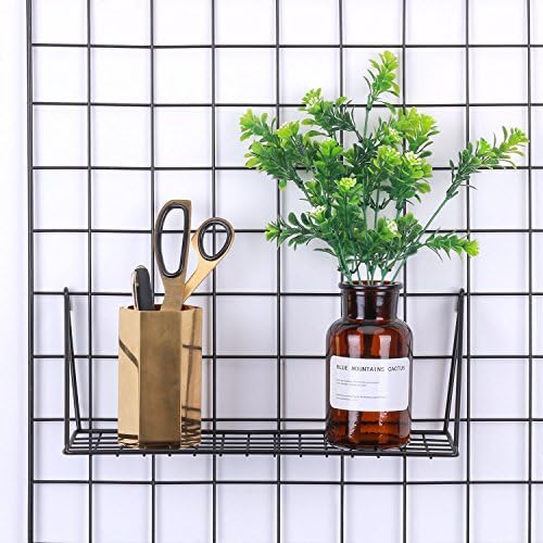 Kaforise Wall Hanging Straight Shelf for Wire Grid Black Painted