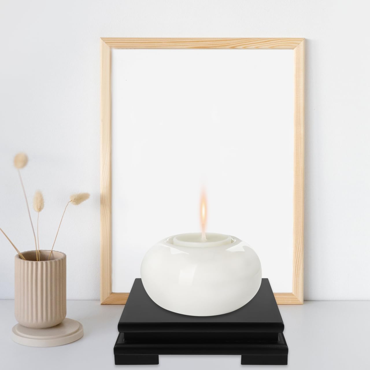 Cabilock Wooden Display Stand Black 7x7x18 Inch Pedestal