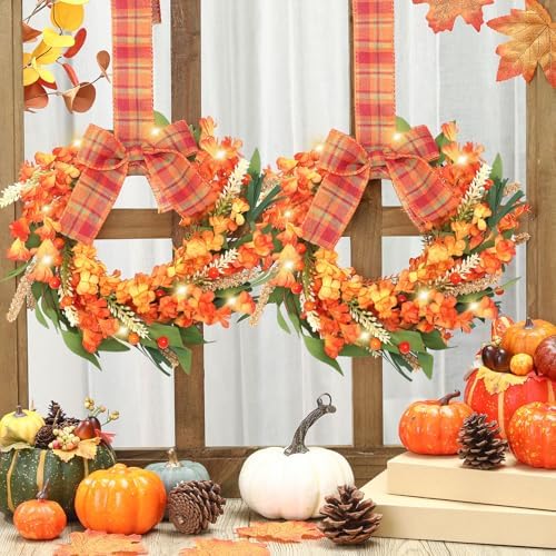 Hoteam 4 Pcs 9 Inch Fall Wreaths for Front Door Autumn Decor