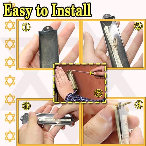 Zivosely 2-Pack Antique Gold Mezuzah with Scrolls Set