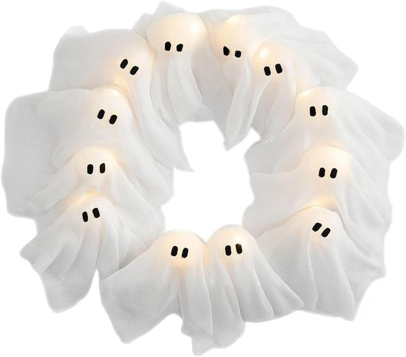 GiGAWOOD Halloween Ghost Wreath LED Light-Up Garland