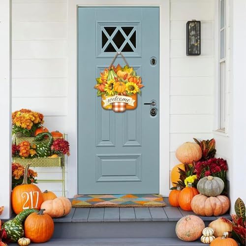 Welcome Fall Door Sign with Pumpkin Design