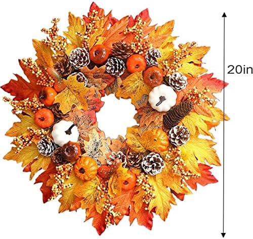 20 Inch Fall Door Wreath Hanger with Maple Leaves