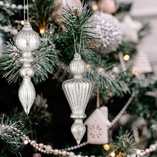 Mifoci 8 Pcs Mercury Glass Christmas Finials