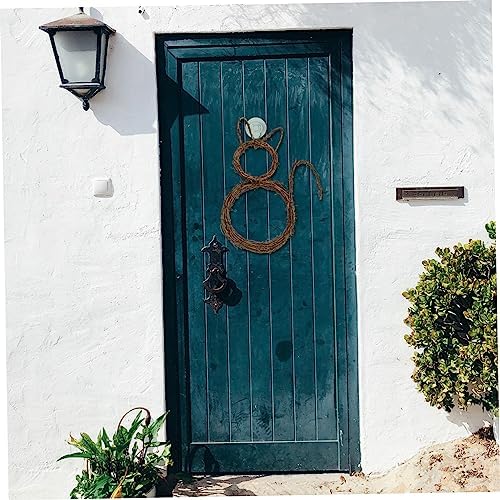 SOLUSTRE Halloween Cat Wreath Garland Pendant for Door and Wall Decor