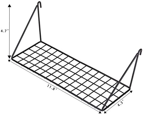 Kaforise Wall Hanging Straight Shelf for Wire Grid Black Painted