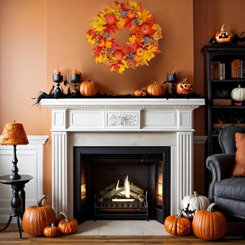 DiliComing Fall Wreath Front Door Decor - 20 Inch