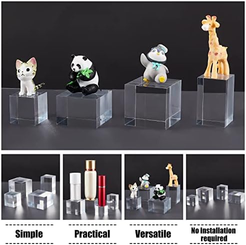 OLYCRAFT 4PCS Clear Acrylic Display Cubes for Jewelry and Collectibles 1