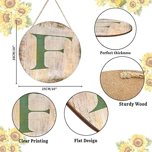 Farmhouse Front Door Hanger Vintage Distressed Wood Sign 10x10in