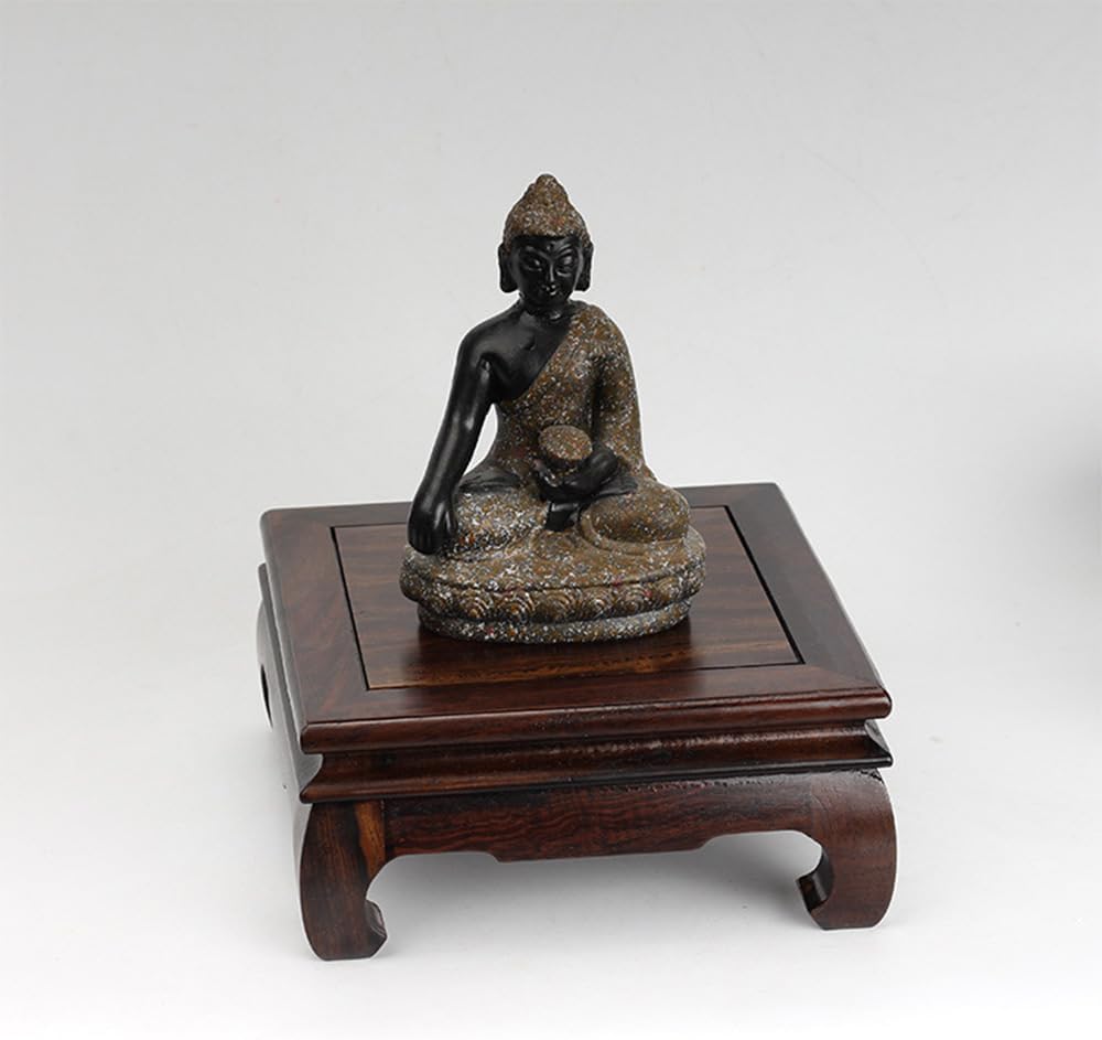 GOLDYWENDY Vintage Square Rosewood Base Tall Display Vase