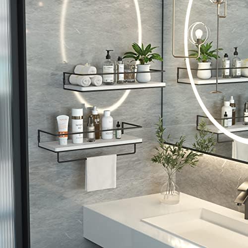 ZGO Floating Shelves Wall Set of 2 with Towel Rack