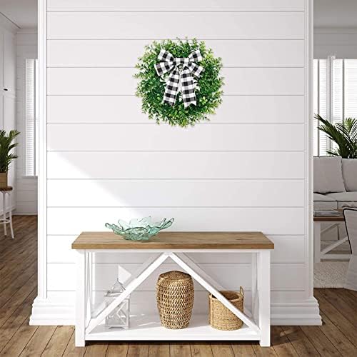 Belupai 157in Black White Plaid Bow Garland Wreath