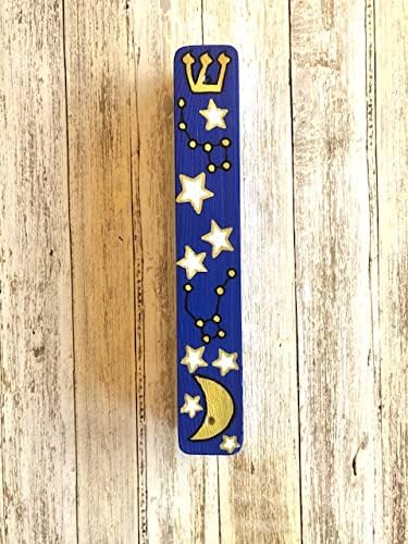 Moon and Stars Mezuzah with Kosher Scroll