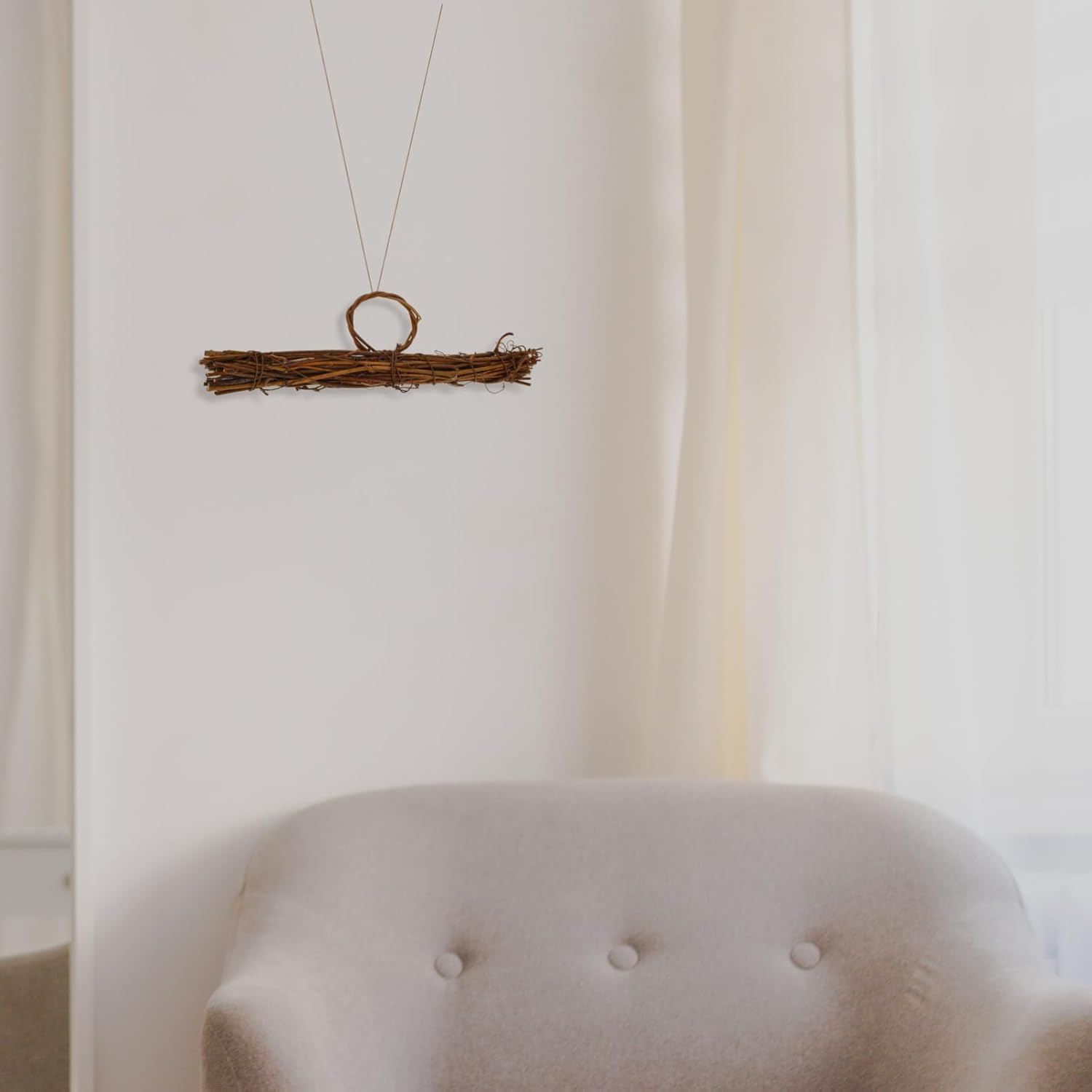 Milisten Hanger Shaped Rattan Wreath Frame for Crafting and Home Decor