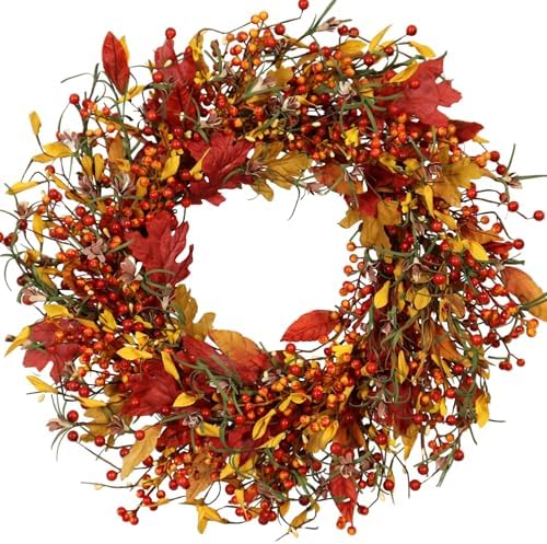 Full and Lush Fall Door Wreath 20 Inch Handcrafted