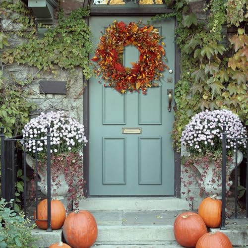 Full and Lush Fall Door Wreath 20 Inch Handcrafted
