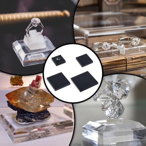 BENECREAT 4 Pcs Acrylic Display Blocks Mini Square Pedestals for Jewelry and Collectibles