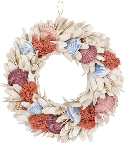 Northlight Artificial Seashell Wooden Wreath 13 Inch White