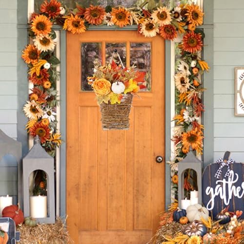 Thanksgiving Door Wreath with Peony and Pumpkin