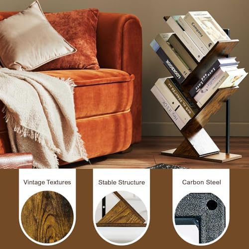 BESHIGH 5 Tier Tree Bookshelf Wall Mount