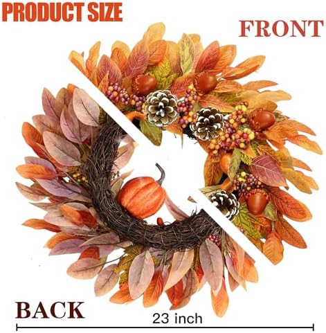 Sggvecsy 22 Inch Fall Wreath for Front Door and Wall Decor