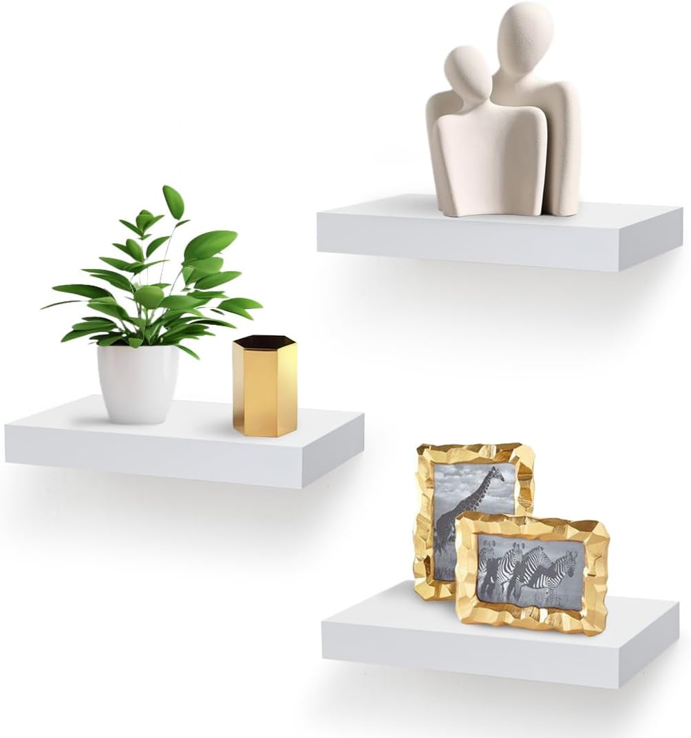 AHDECOR White Floating Shelves Set of 3
