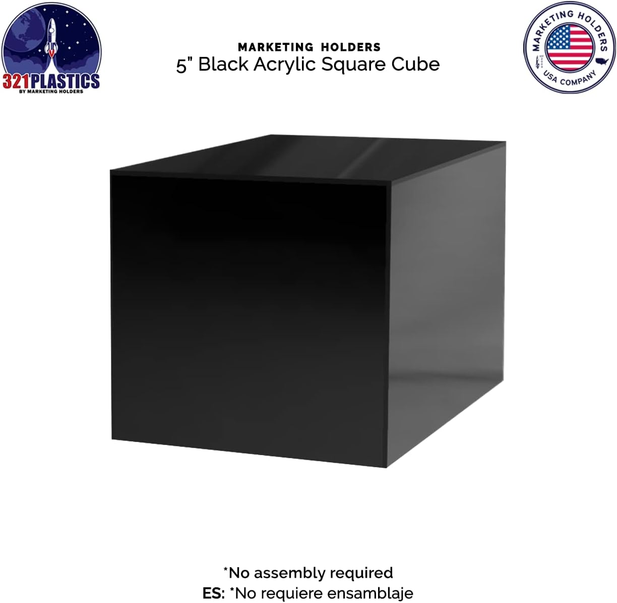 4 Pack 5 Inch Acrylic Display Riser Boxes No Lid Black Square Retail Showcase Riser