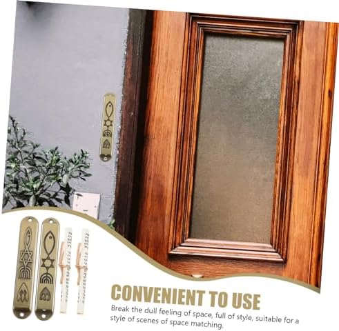 2pcs Retro Metal Mezuzah Decor Door Plaque