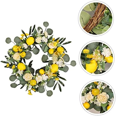PRETYZOOM Realistic Lemon Flower Wreath for Front Door