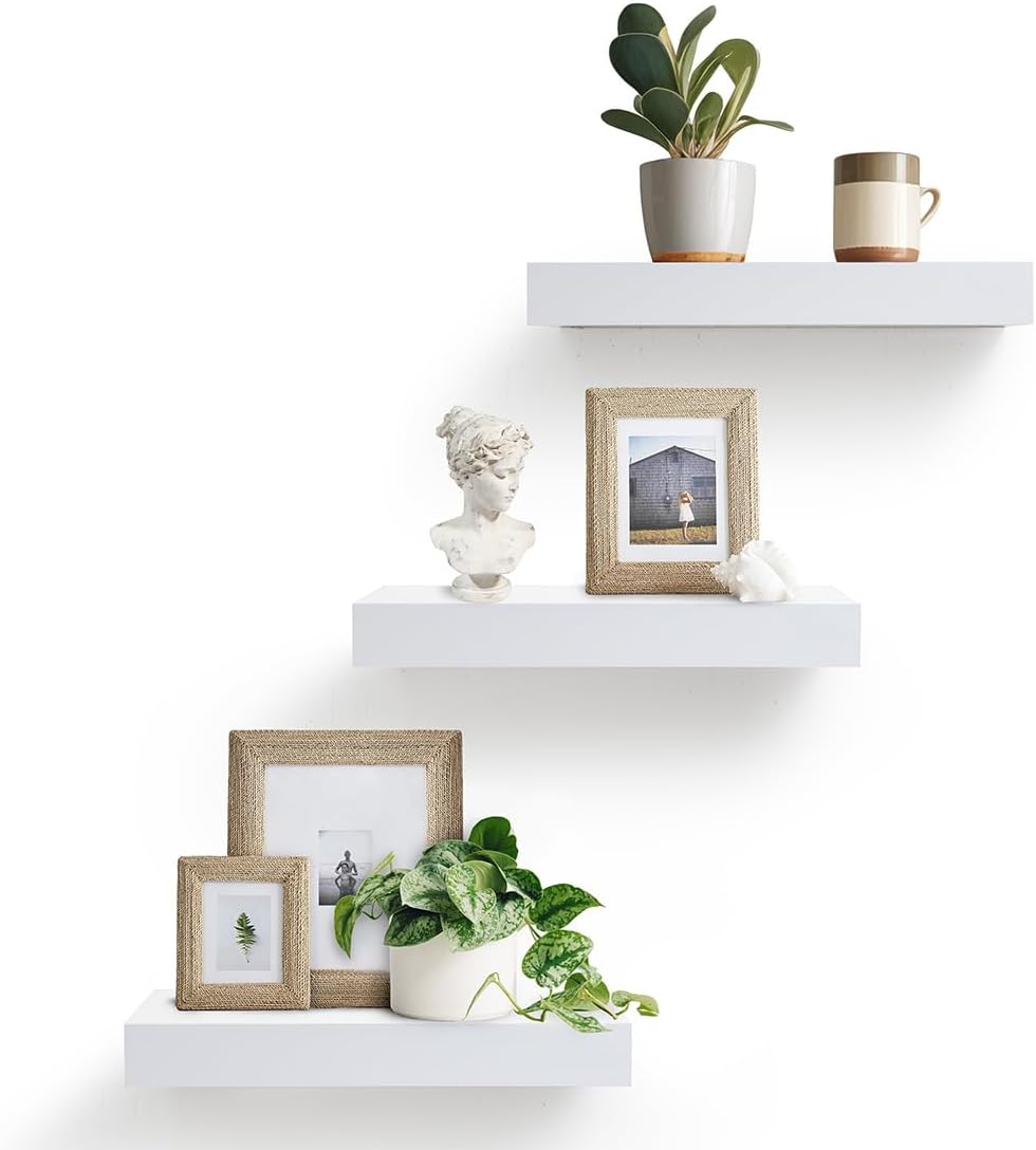 AHDECOR White Floating Shelves Set of 3